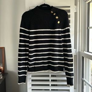 J. Crew Factory Cotton Blend striped Mockneck